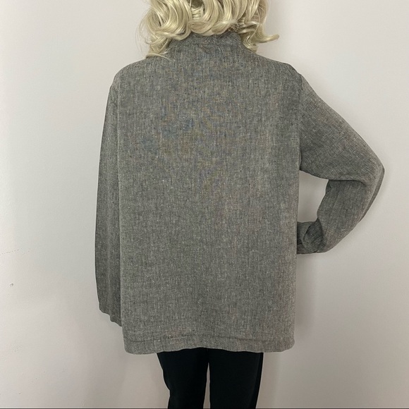 Andrea Jovine 100% Linen Blazer Jacket Gray/Brown Size Large - Picture 5 of 11